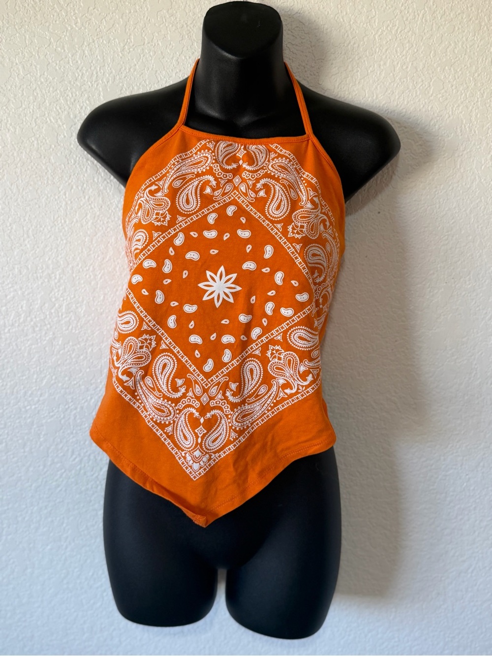 Orange Paisley Halter Tank Top 🍊✨